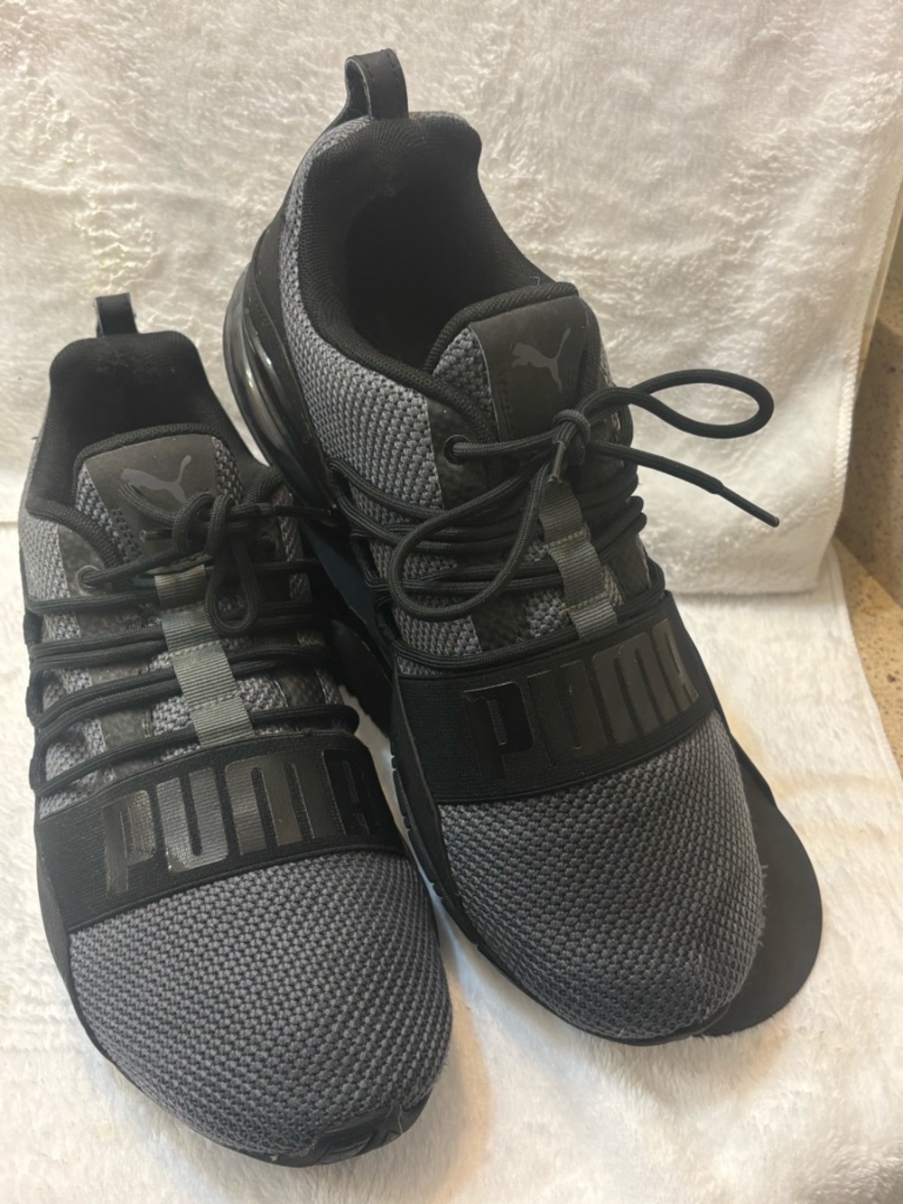 Puma Black & Gray Slip-On Athletic Trainers